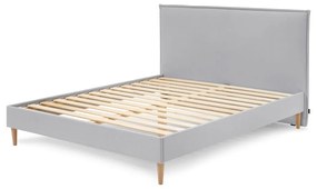 Светлосиво тапицирано двойно легло с решетка 160x200 cm Sary - Bobochic Paris