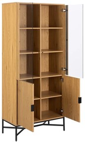 Витрина от дъбов декор в естествен цвят 80x180x40 cm Jaipur – Actona