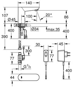 Electronic mixer wash Тоалетна Grohe Euroeco Cosmopolitan E