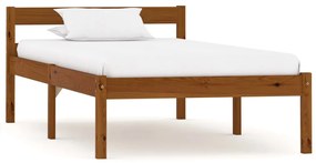 283208 vidaXL Рамка за легло, меденокафява, бор масив, 90x200 см