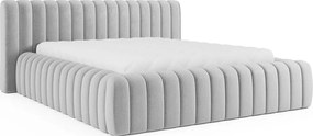 Светлосиво двойно тапицирано легло с място за съхранение и включена подматрачна рамка 140x200 cm Carilla – ELTAP