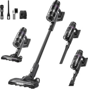 Вертикална прахосмукачка 2в1 Eureka NEC520, 200W, 0.5 л, Автономия 50 мин, Турбо четка, Регулиране на мощността, Миещ се HEPA филтър, Черен