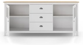 Бял нисък скрин от масивен бор 180x80 cm Misti – Marckeric