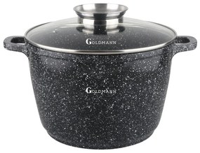 Дълбока тенджера Goldmann GM-0628, 10L, 28см, Мраморно покритие, Индукция, Черен