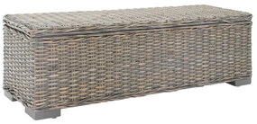 344882 vidaXL Ракла, сива, 110 см, естествен кубу ратан и махагоново дърво масив