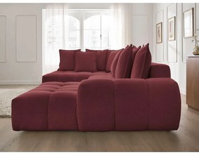 Бордо шенилов сгъваем/с място за съхранение ъглов диван (ляв ъгъл/U форма) Everest – Bobochic Paris