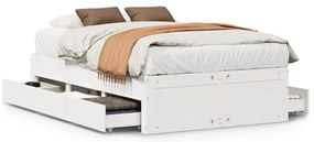 3308820 vidaXL Рамка за легло без матрак с чекмеджета, 135x190 см, бор масив