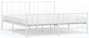 352554 vidaXL Метална рамка за легло с горна и долна табла, бяла, 200x200 см