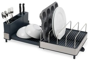 Разопакован: Сушилник за съдове Joseph Joseph 851690, Разтегаем, Дренаж, Отделение за ножове, Разглобяем, Тъмносив/инокс
