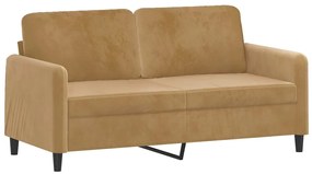 359449 vidaXL 2-местен диван, кафяво, 140 см, кадифе
