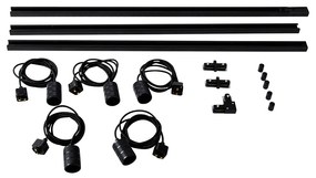 Модерна релсова система с 5 висящи лампи черна 1-фазен - Iconic Cavalux