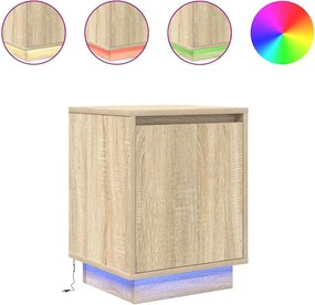 861270 vidaXL Нощни шкафчета с LED осветление 2 бр. дъб сонома 38x34x50 cm