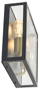 Външна стенна лампа черна и месинг 2-светлина - Rotterdam