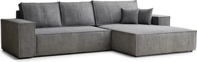Сив шенилов сгъваем/с място за съхранение ъглов диван (десен ъгъл) Maze – Maison de Rêve
