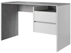 Писмено бюро с чекмеджета MARLO — бетонно сиво/бяло
