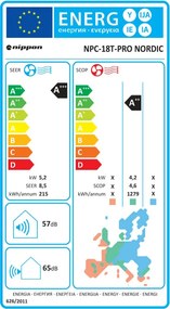 Инверторен климатик Nippon NPC 18 T-PRO NORDIC, 18000 BTU, 35 м2, A+++/A++, R-32, Бял