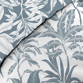 Бяло/синьо двойно удължено памучно спално бельо 240x220 cm Hera – douceur d'intérieur