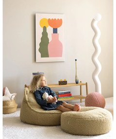 Зелен детски пуф от букле Bear – Wigiwama