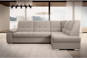 Бежов кадифен разтегателен ъглов диван с място за съхранение (десен ъгъл L форма) Sado – ELTAP
