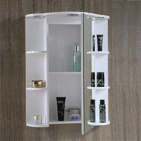 Горен шкаф за баня с огледало ICMC 2000-65 Inter Ceramic, 65x70x15см, с осветление, PVC, бял
