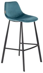 Комплект от 2 бар стола в бензиново синьо с кадифена тапицерия, височина 106 cm - Dutchbone