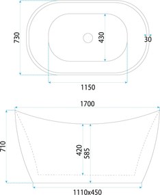 Свободностояща акрилна вана ATENA 170