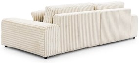 Кремав разтегателен ъглов диван от рипсено кадифе с място за съхранение (ляв ъгъл) Sarina – Ropez