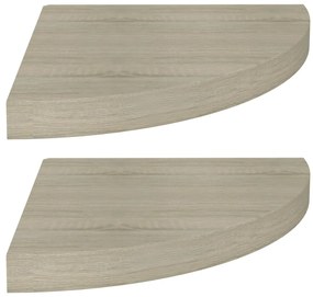 323926 vidaXL Окачени ъглови рафтове, 2 бр, дъб, 35x35x3,8 см, МДФ