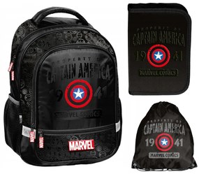 Училищен комплект CAPTAIN AMERICA AVENGERS - раница + моливник + чанта с пантофи