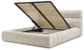 Бежово двойно тапицирано легло с място за съхранение с включена подматрачна рамка 160x200 cm Mont Blanc – Bobochic Paris