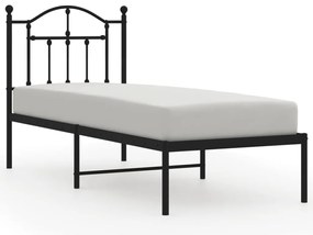 353429 vidaXL Метална рамка за легло с горна табла, черна, 75x190 см