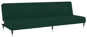 375876 vidaXL 2-местно разтегателно канапе, тъмнозелено, кадифе