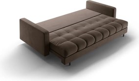 Кафяв кадифен разтегателен диван с място за съхранение 222 cm Bali – Cosmopolitan Design