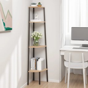 336391 vidaXL Ъглова етажерка с 5 рафта светлокафяво и черно 45,5x31,5x150 см