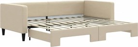 3196582 vidaXL Канапе с изтеглящо разтегателно легло кремаво 90x200 см плат