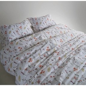 Бяло двойно удължено спално бельо от памук Renforcé 240x220 cm Floral Dance Autumn – Mila Home Luxury