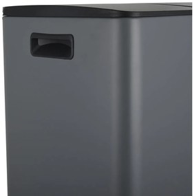 Тъмносиво стоманено кошче за боклук 2x30 l за рециклиране с педал Aliya – Spirella