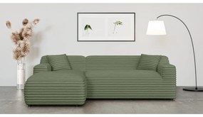 Зелен ъглов диван от рипсено кадифе (ляв ъгъл) Martin – Ropez