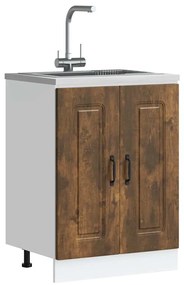 853442 vidaXL Шкаф за мивка, Kalmar, опушен дъб, 60x46x81,5см инженерно дърво
