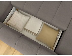 Кафяво-сив сгъваем/с място за съхранение ъглов диван (десен ъгъл/U форма) Fuji – Bobochic Paris