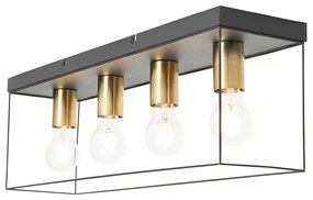 Минималистичен таванен аплик черен със злато 4-светлина - Kodi