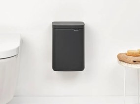 Кош за боклук Brabantia Bo Small 1008866, 4 л, Плавно и безшумно отваряне, Противоплъзгаща основа, Минерално покритие, Тъмносив