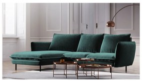Ъглов диван от кадифе в петролено зелено, ляв ъгъл Vienna - Cosmopolitan Design