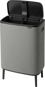 Кош за боклук Brabantia Bo Touch Hi 1001266, 2x30 л, Плътно прилепване към стена, Реглаж на краката, Минерално покритие, Сив