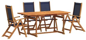 3279310 vidaXL Градински трапезен комплект, 5 части, акация масив и textilene