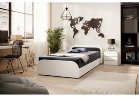 Бяло/тъмносиво единично легло 80x190 cm тапицирано/ПДЧ с място за съхранение с включен матрак Parys – ELTAP