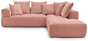 Розов шенилов ъглов диван (десен ъгъл/L форма) Whesley – Bobochic Paris