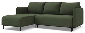Зелен разтегателен ъглов диван с място за съхранение (ляв ъгъл) Luana – Makamii
