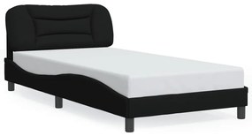 3207753 vidaXL Рамка за легло без матрак Hvar, черна, 100x200 см, плат