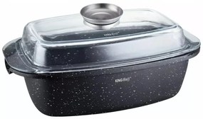 Ростер за фурна и котлон Kinghoff KH 1608, 5.5 литра, Капак с дозатор, Мраморно покритие, Индукция, Черен